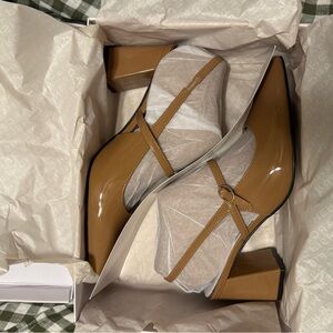 Marc Fisher Tan Block Heel Pumps